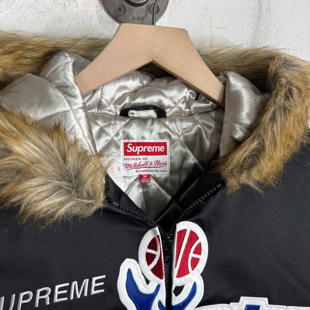 Supreme x Mitchell & Ness Bullets Fur Hood Jacket