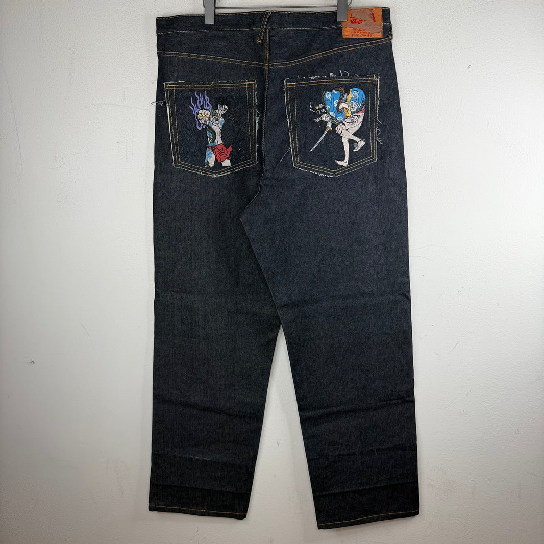Vintage Red Monkey Back Pocket Embroidered Jeans