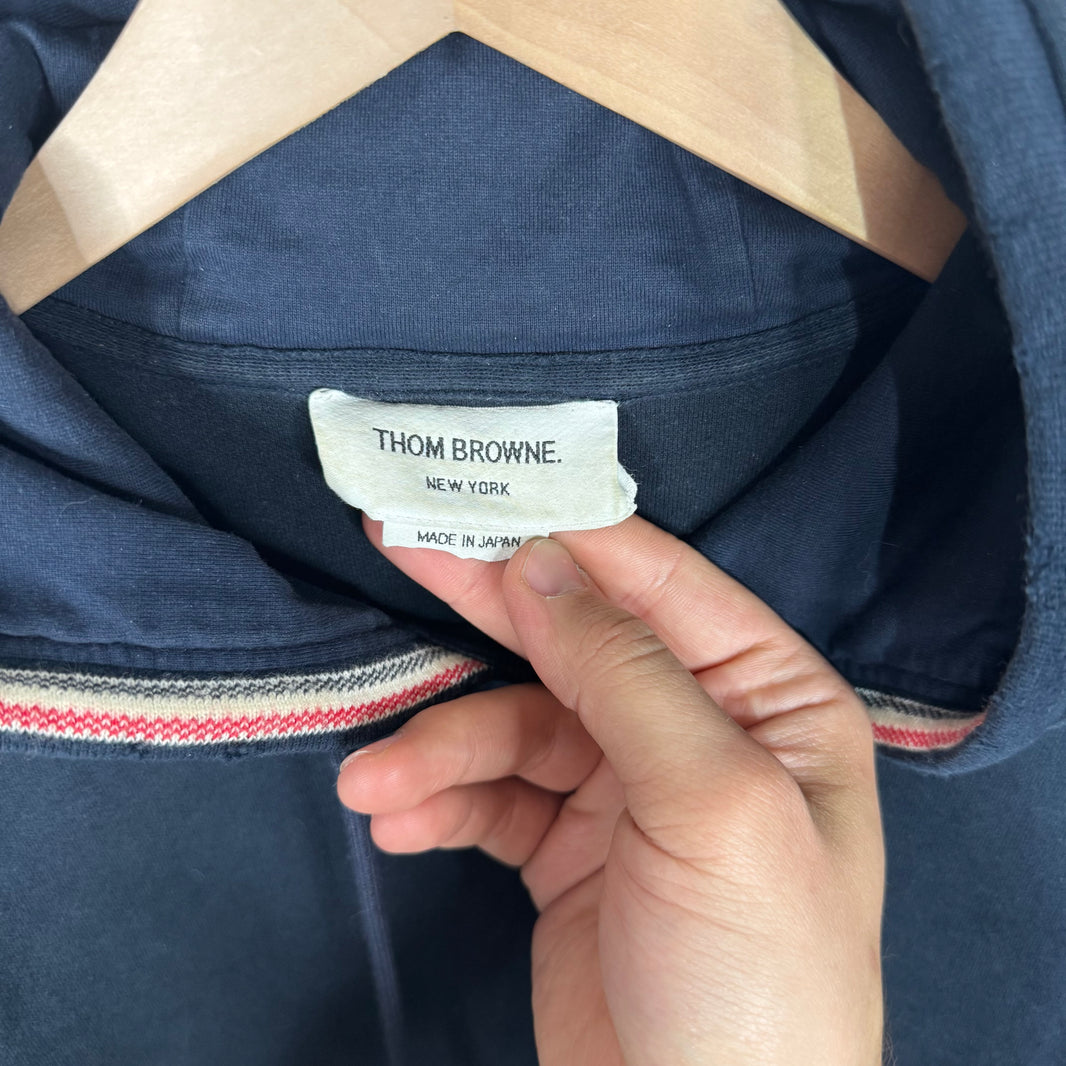 Thom Browne Navy Distressed Hit Hoodie