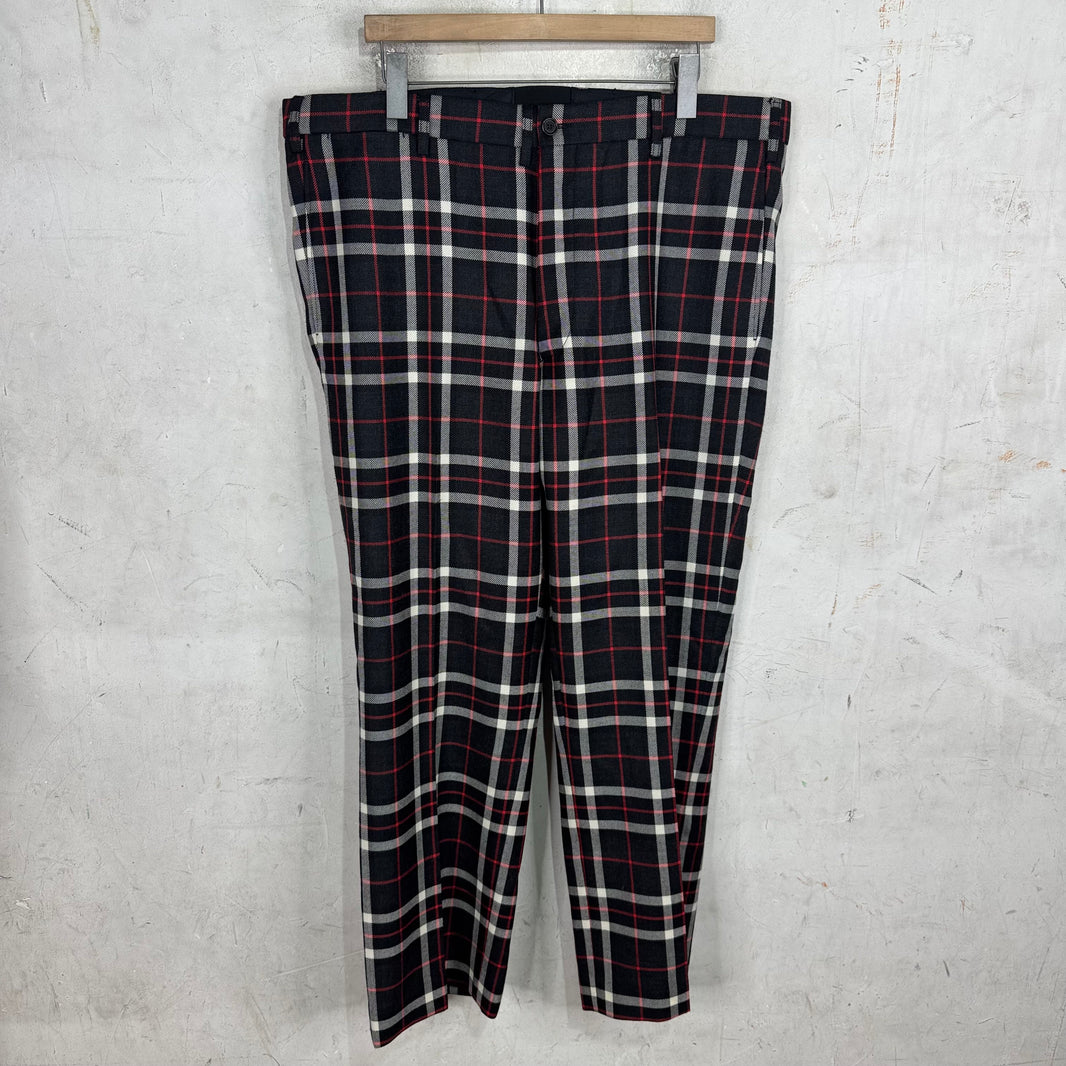 Marni Black/Red Plaid Wool Trousers