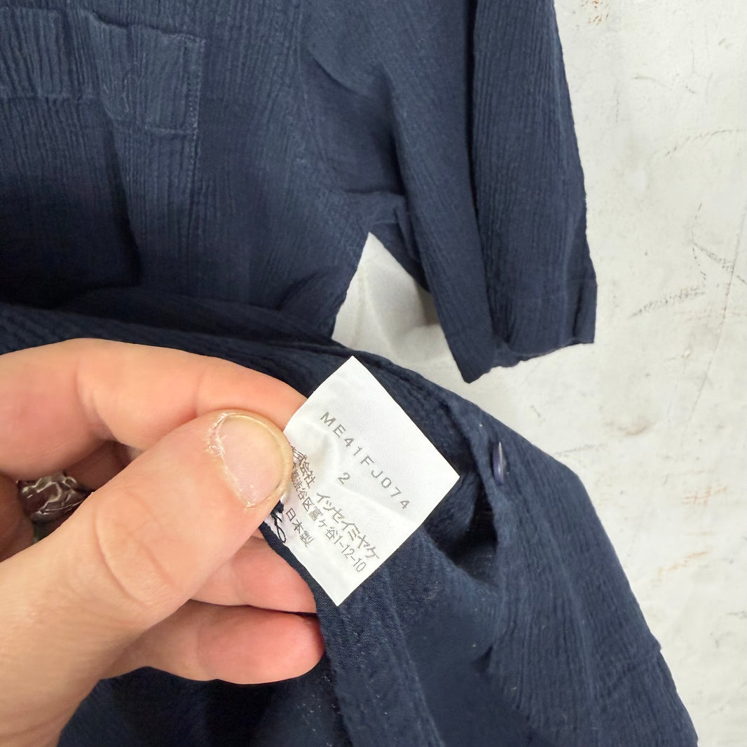 Issey Miyake Ribbed S/S Navy Shirt