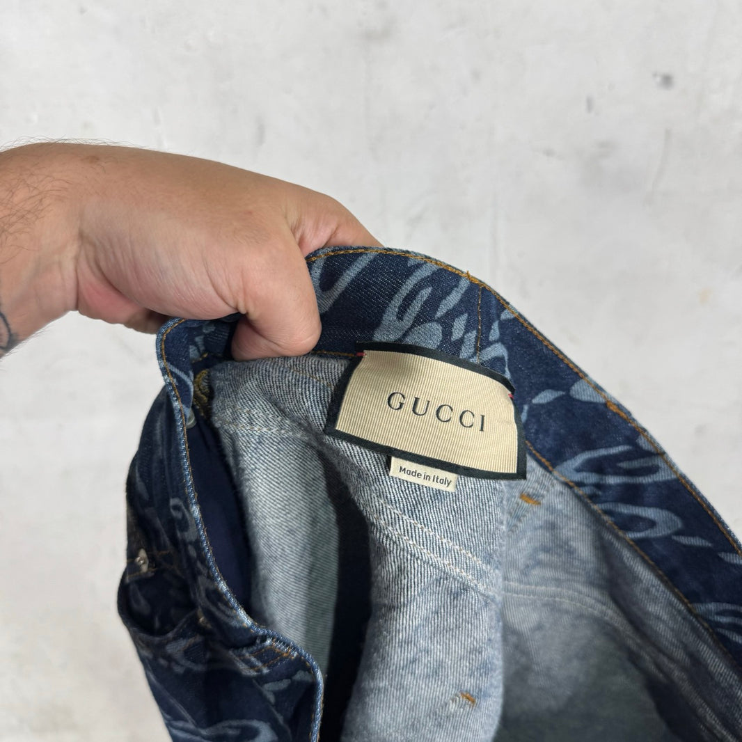 Gucci Warped Monogram Baggy Jeans