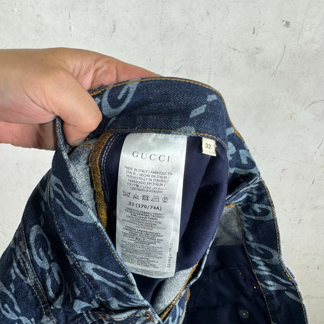 Gucci Warped Monogram Baggy Jeans