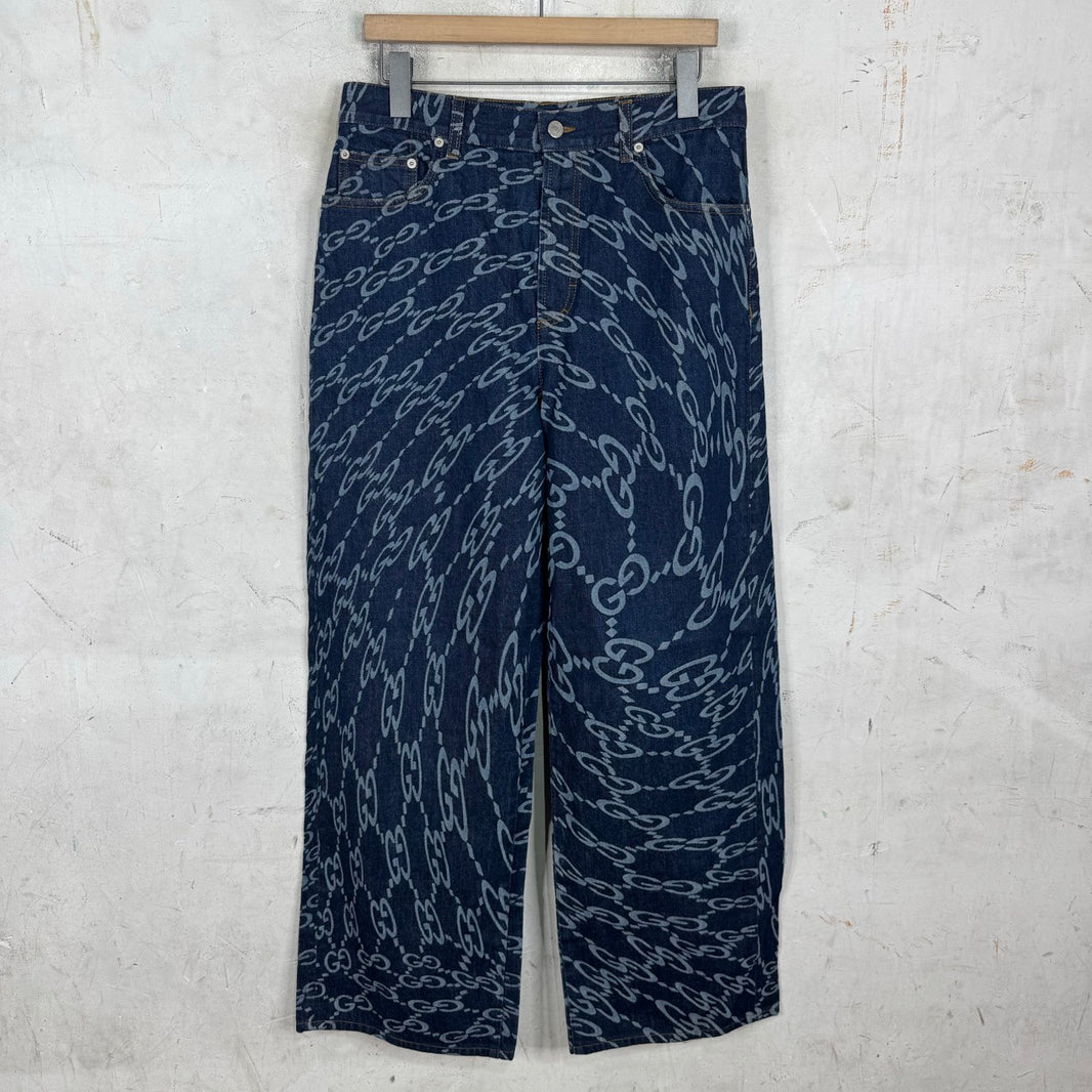Gucci Warped Monogram Baggy Jeans