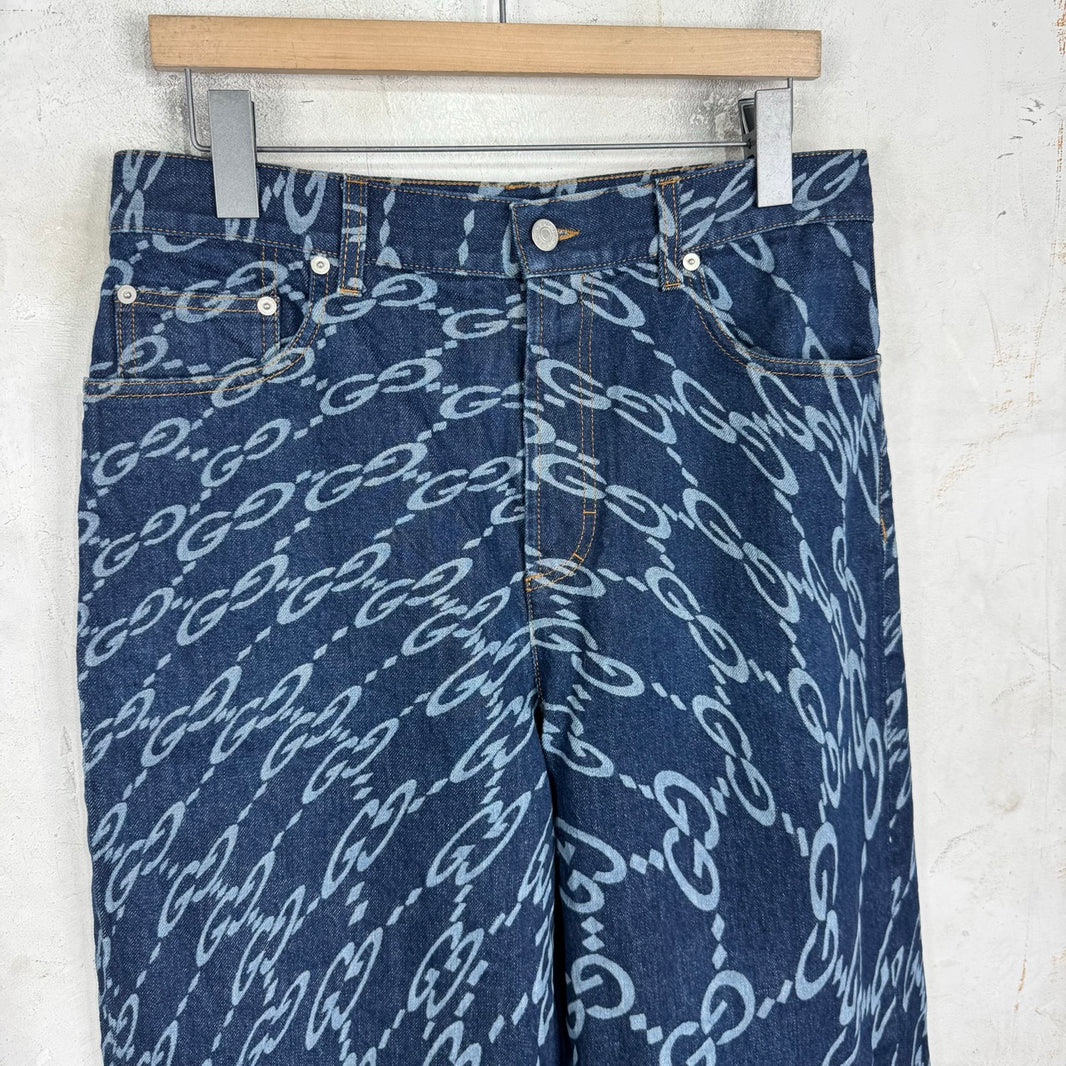 Gucci Warped Monogram Baggy Jeans
