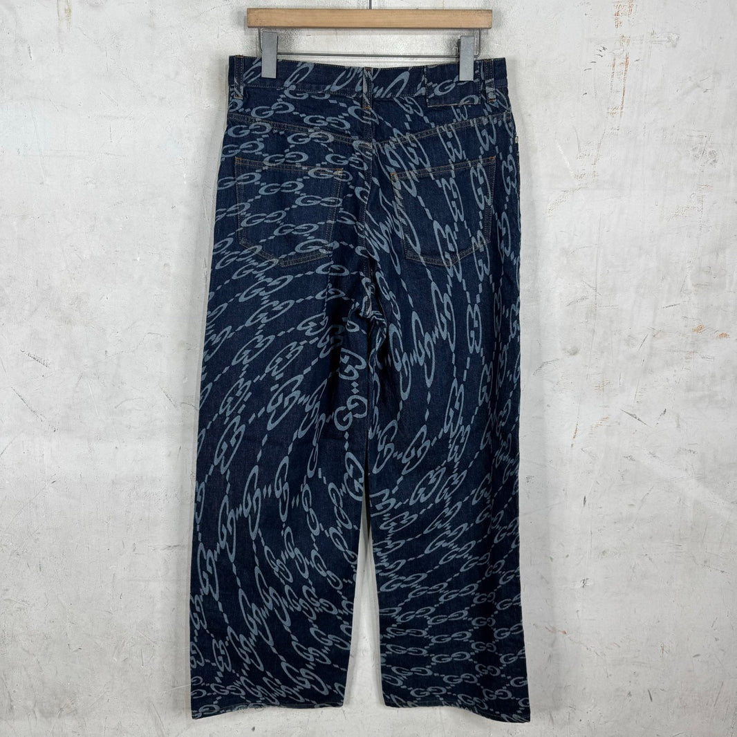 Gucci Warped Monogram Baggy Jeans