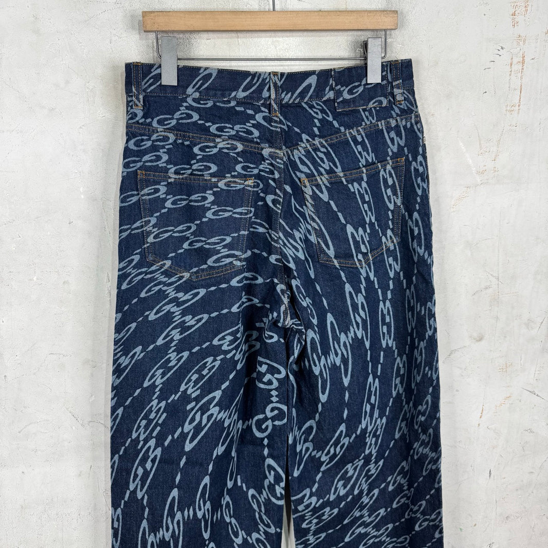 Gucci Warped Monogram Baggy Jeans
