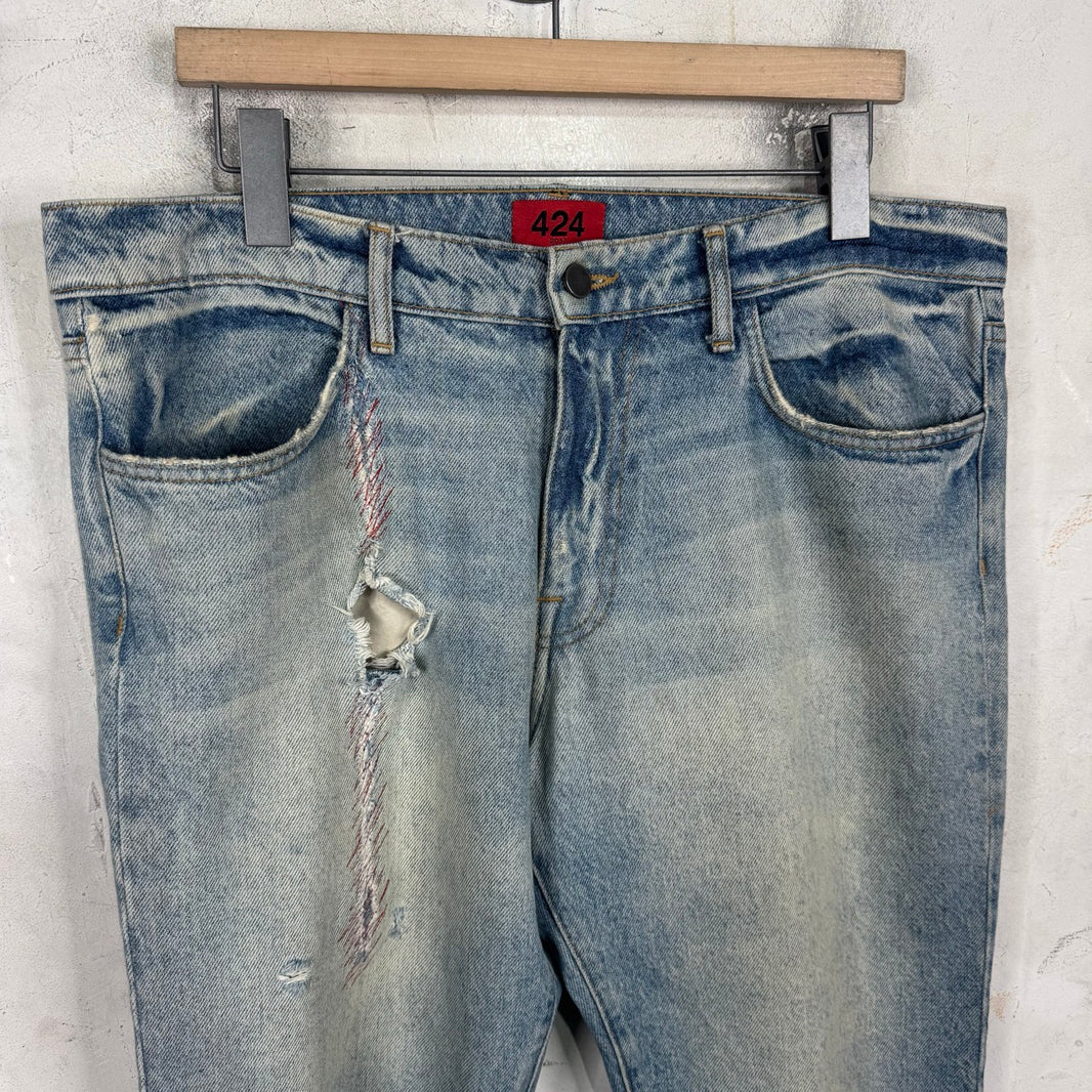 424 Light Wash Heel Zip Jeans