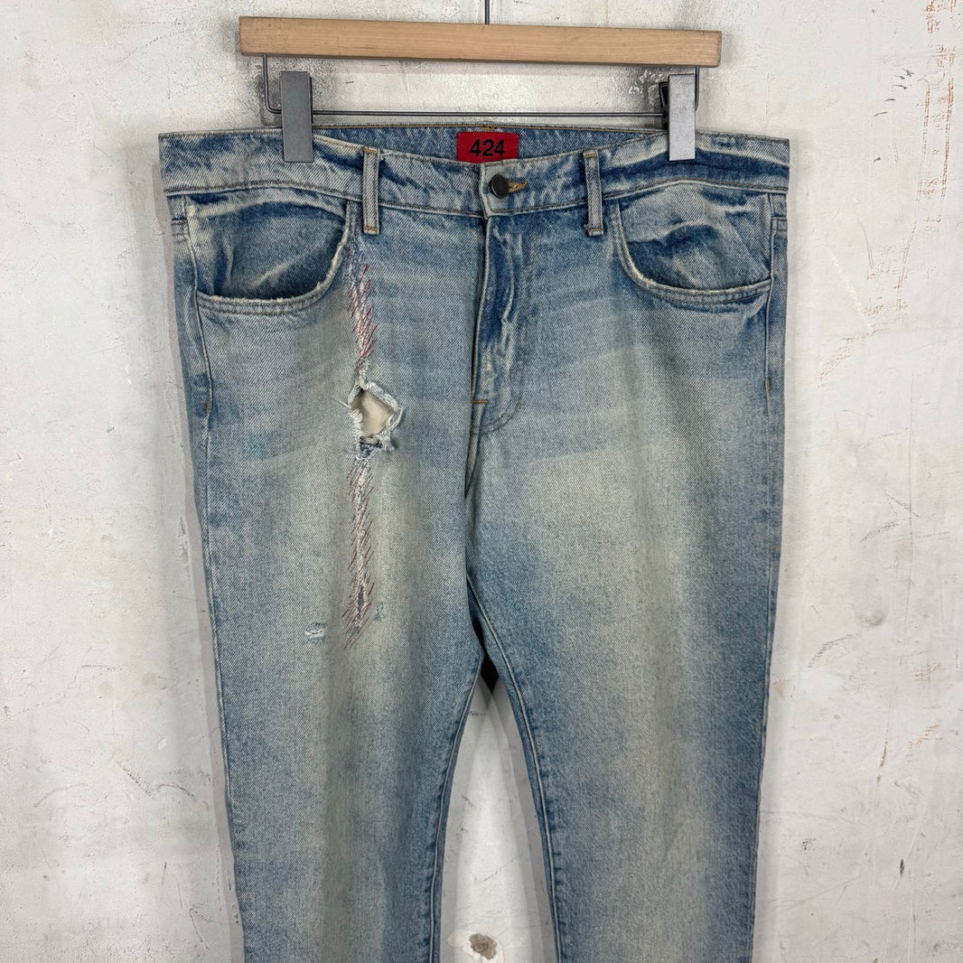 424 Light Wash Heel Zip Jeans