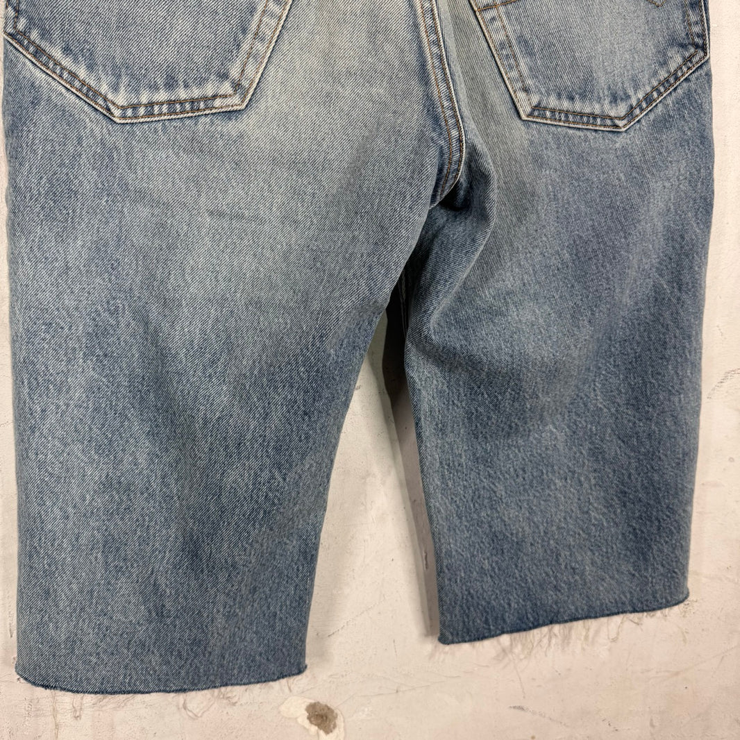 Balenciaga 2022 Lightwash Denim Cutoff Shorts