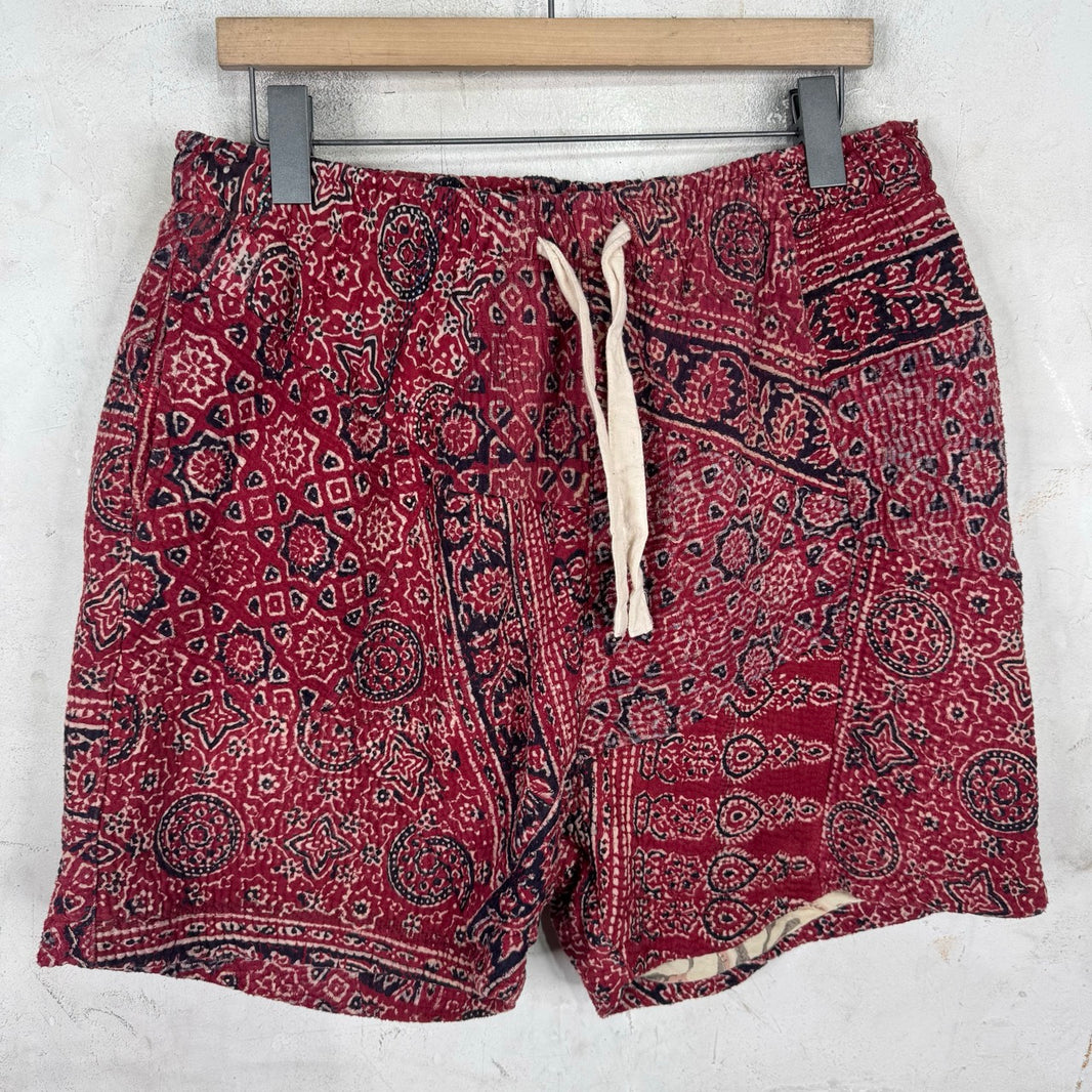 Kartik Research Red Patterned Boro Shorts