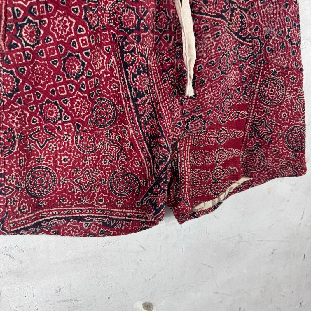 Kartik Research Red Patterned Boro Shorts