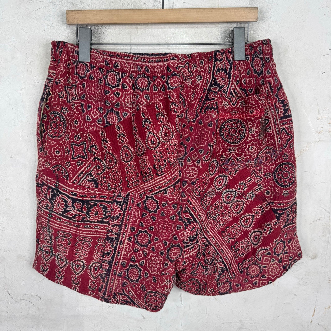 Kartik Research Red Patterned Boro Shorts