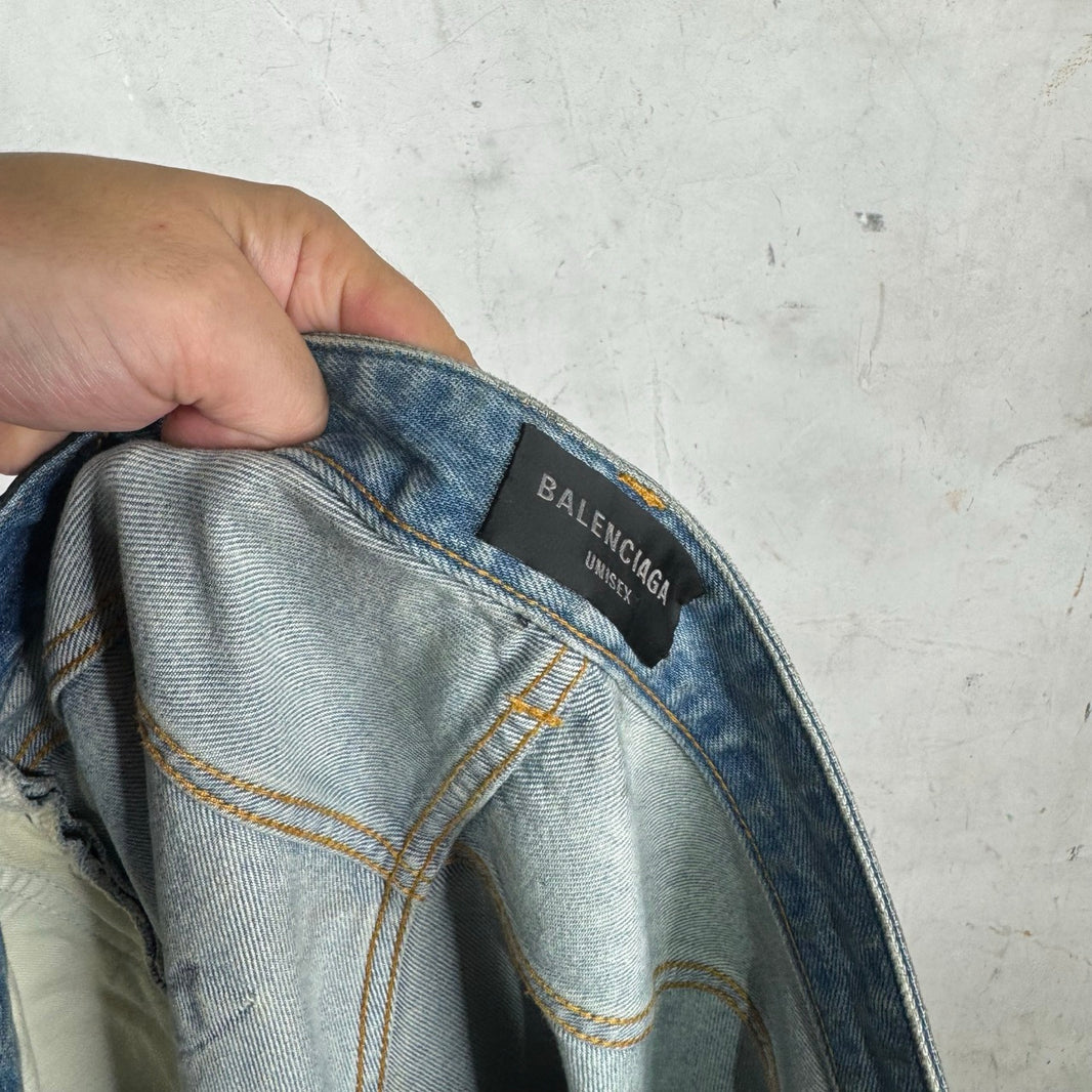 Balenciaga Mudded Front Pocket Distressed Jeans