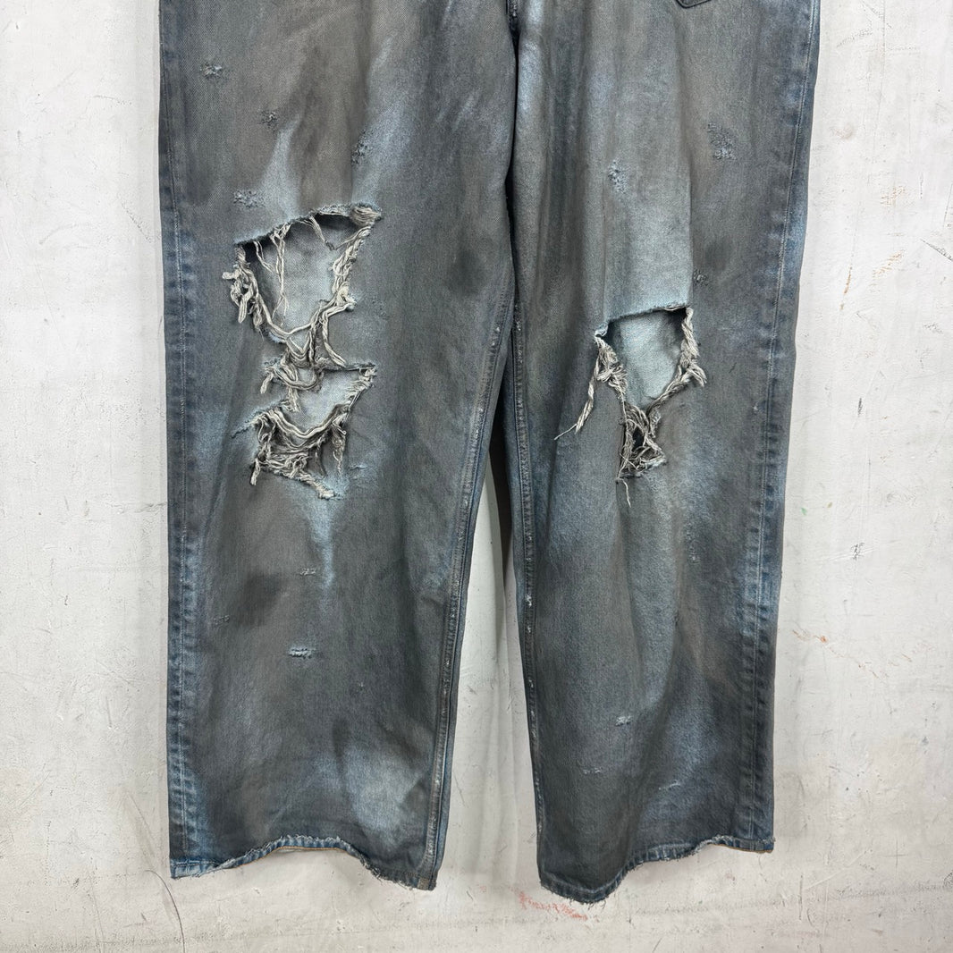 Balenciaga Mudded Front Pocket Distressed Jeans