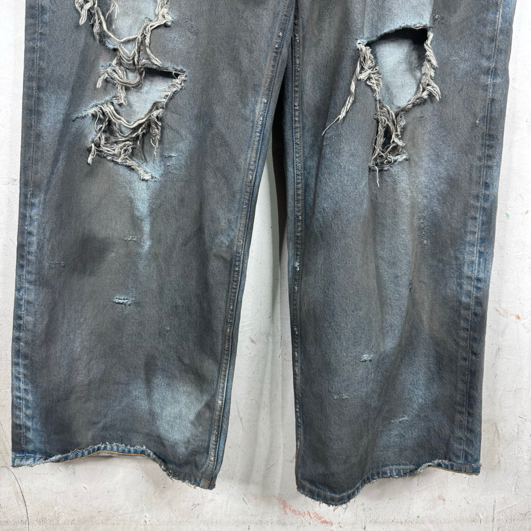 Balenciaga Mudded Front Pocket Distressed Jeans
