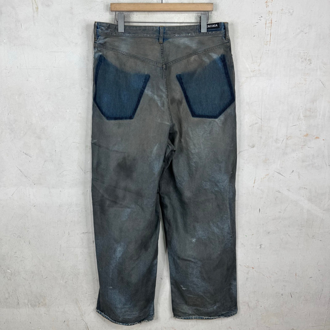 Balenciaga Mudded Front Pocket Distressed Jeans