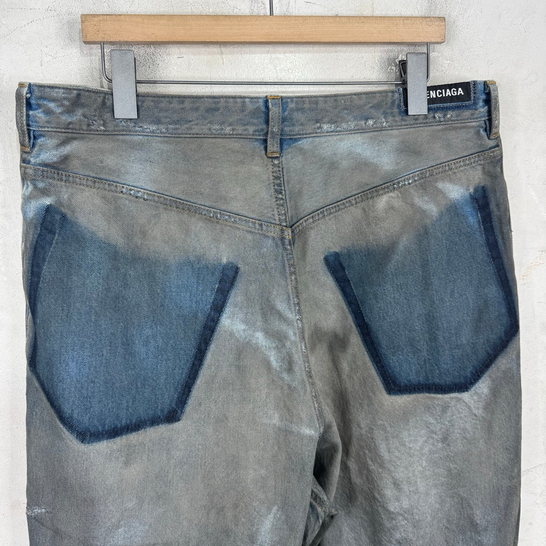 Balenciaga Mudded Front Pocket Distressed Jeans