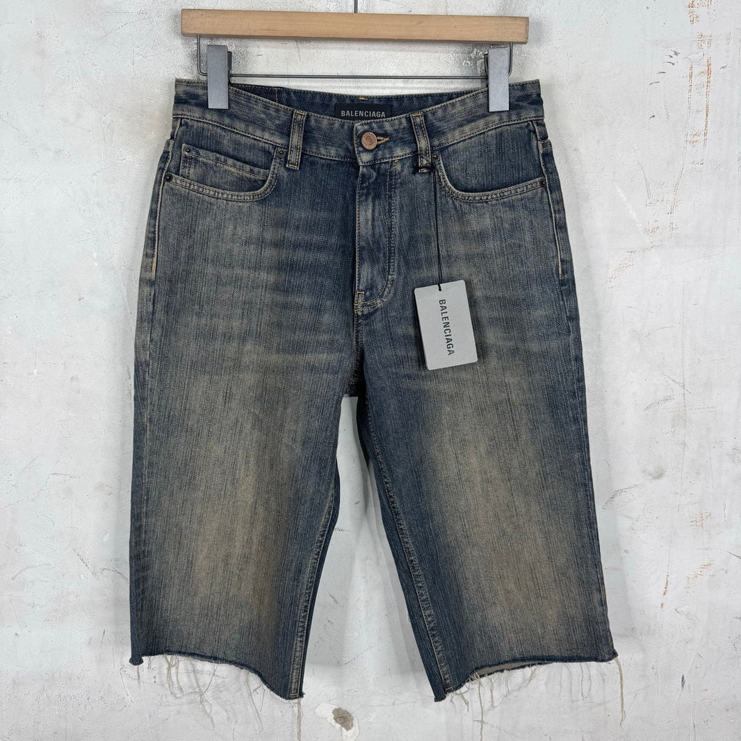 Balenciaga 2023 Indigo Denim Cutoff Shorts