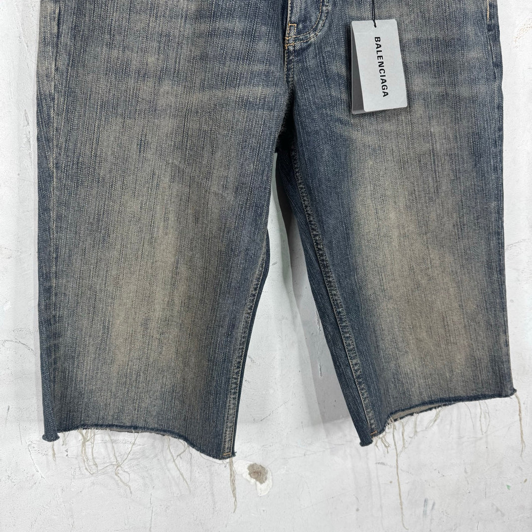 Balenciaga 2023 Indigo Denim Cutoff Shorts