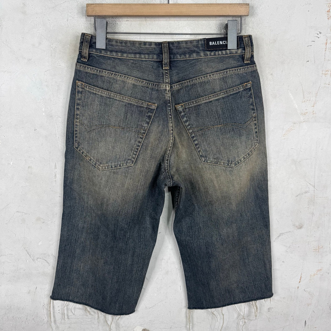 Balenciaga 2023 Indigo Denim Cutoff Shorts