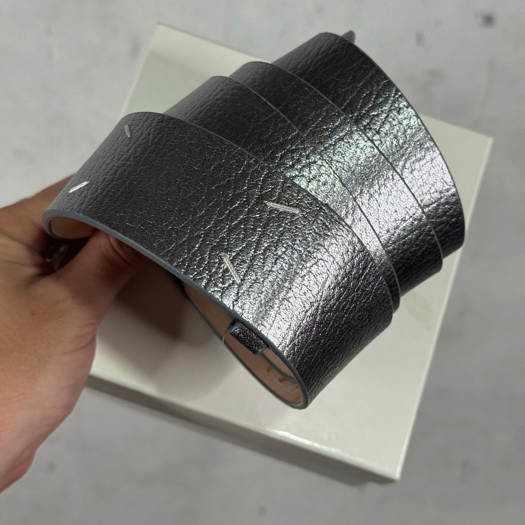 Margiela Silver Leather Stitch Belt