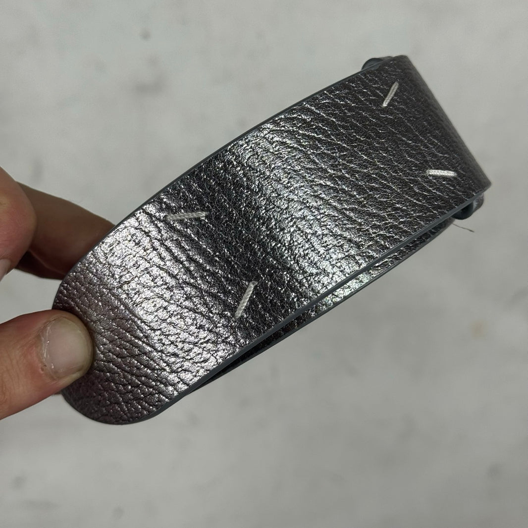 Margiela Silver Leather Stitch Belt