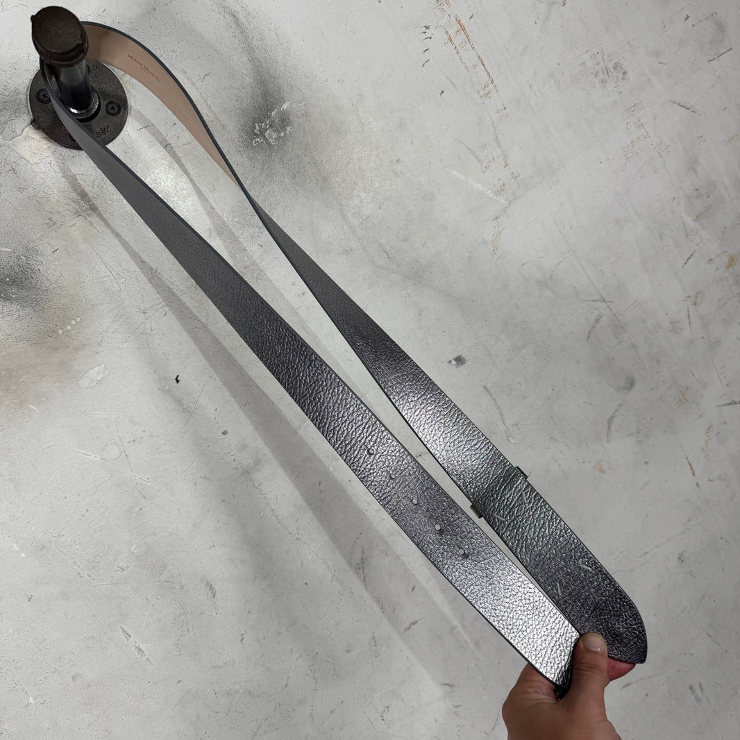 Margiela Silver Leather Stitch Belt