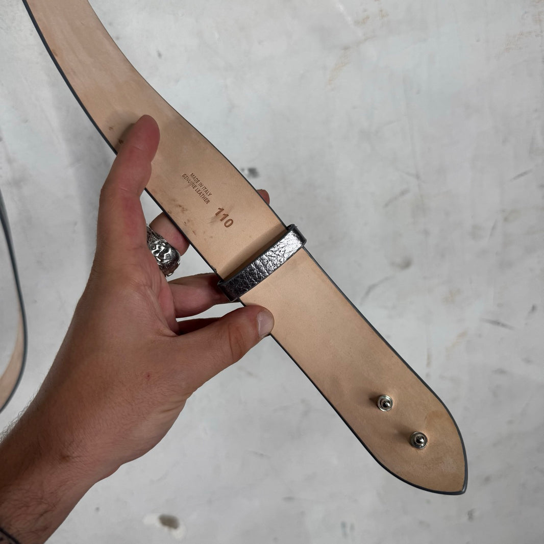 Margiela Silver Leather Stitch Belt