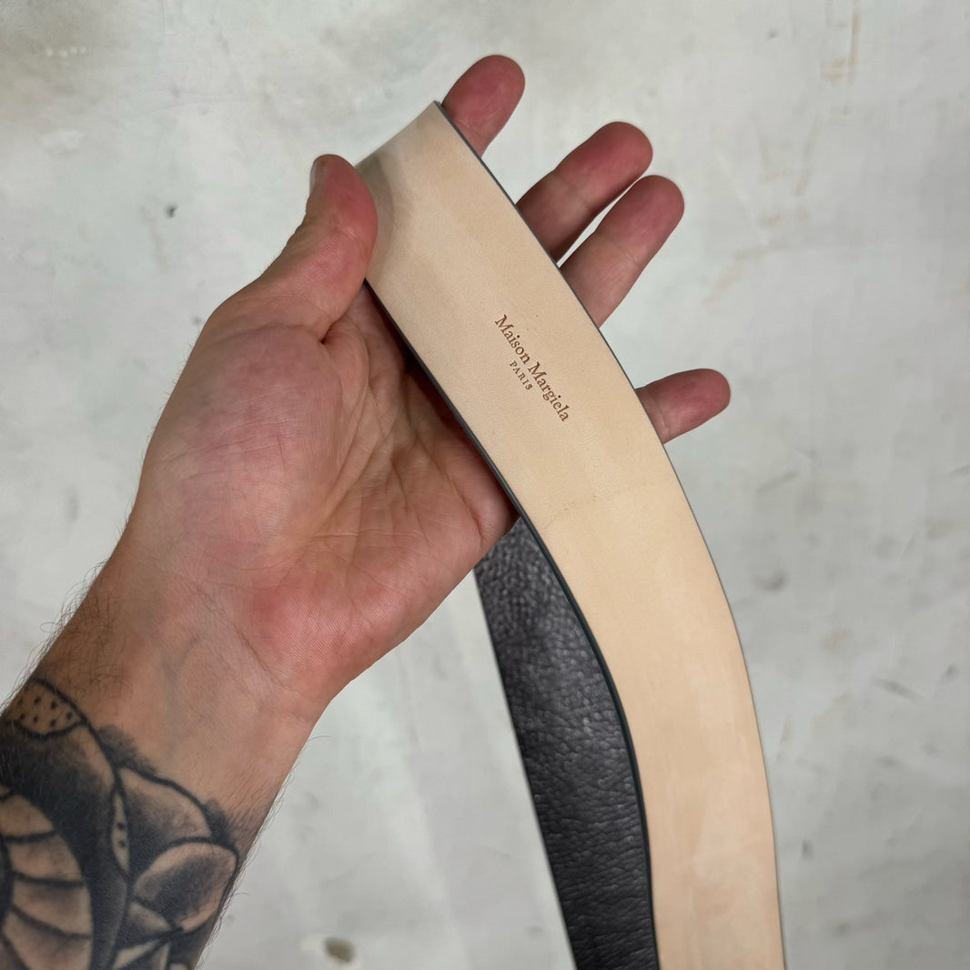 Margiela Silver Leather Stitch Belt