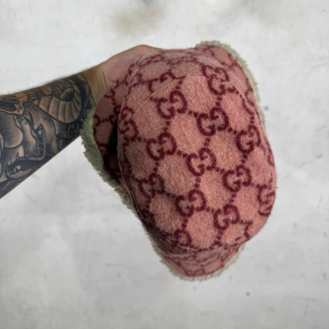 Gucci Pink Wool Monogram Bucket Hat
