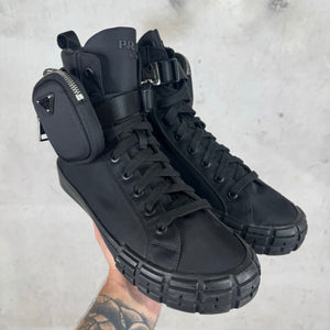 Prada Renylon Pouched High Sneakers