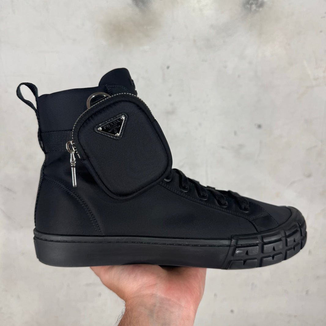 Prada Renylon Pouched High Sneakers