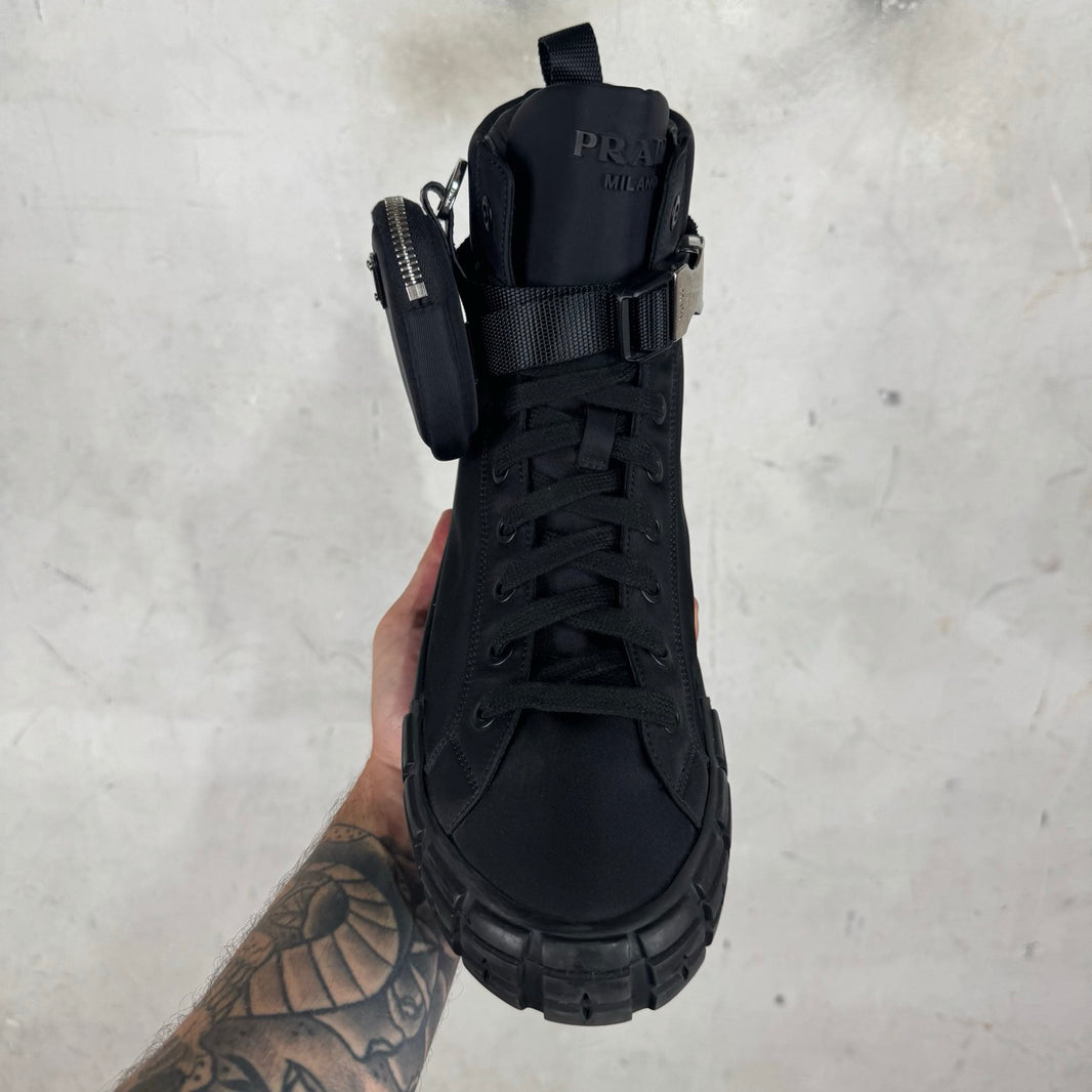 Prada Renylon Pouched High Sneakers
