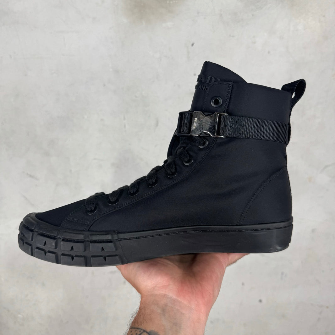 Prada Renylon Pouched High Sneakers