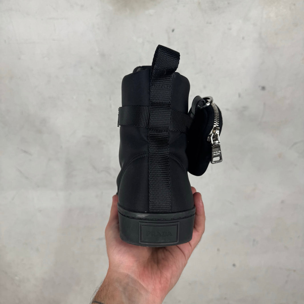 Prada Renylon Pouched High Sneakers