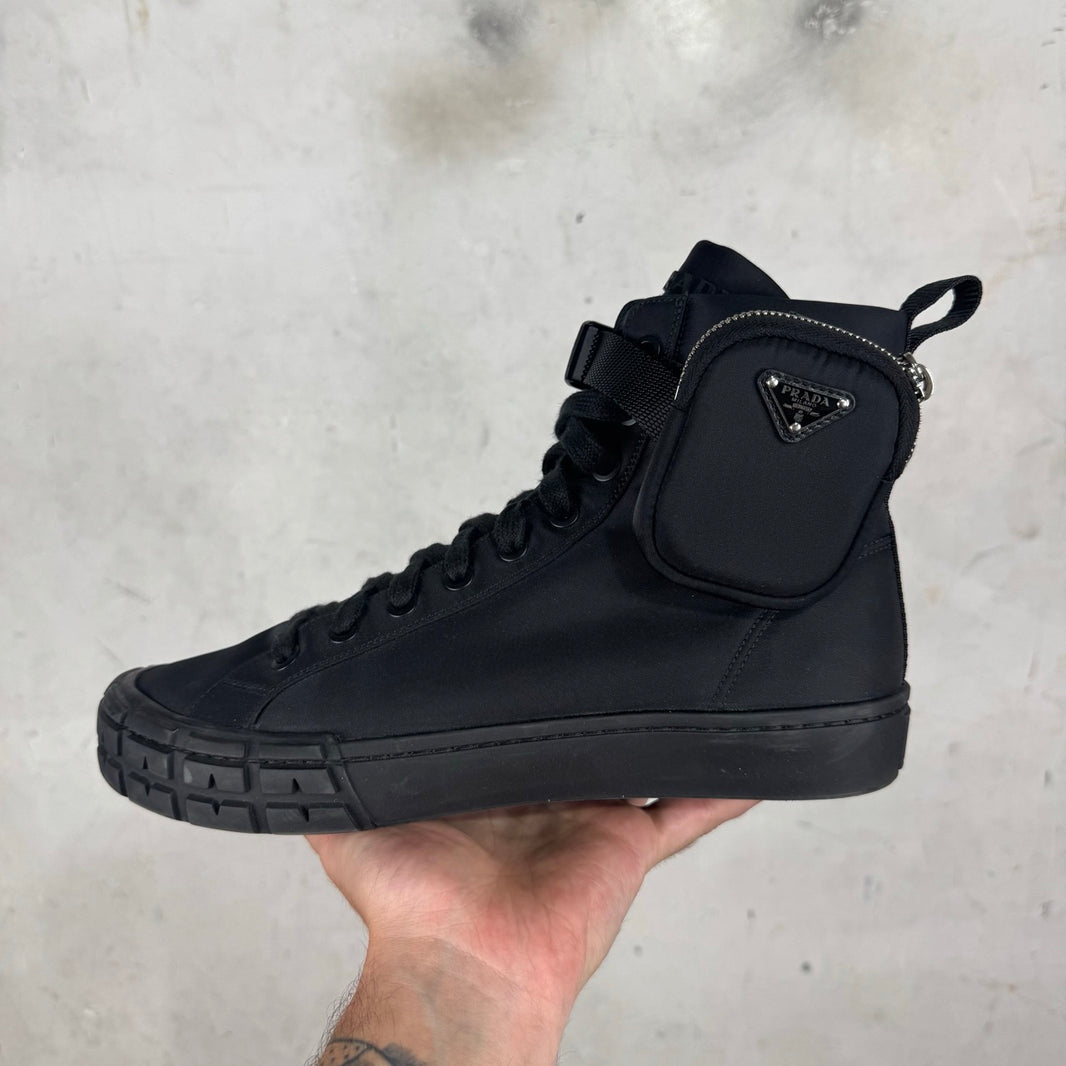 Prada Renylon Pouched High Sneakers
