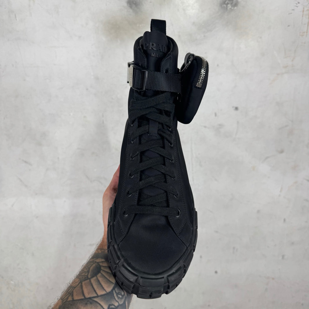 Prada Renylon Pouched High Sneakers