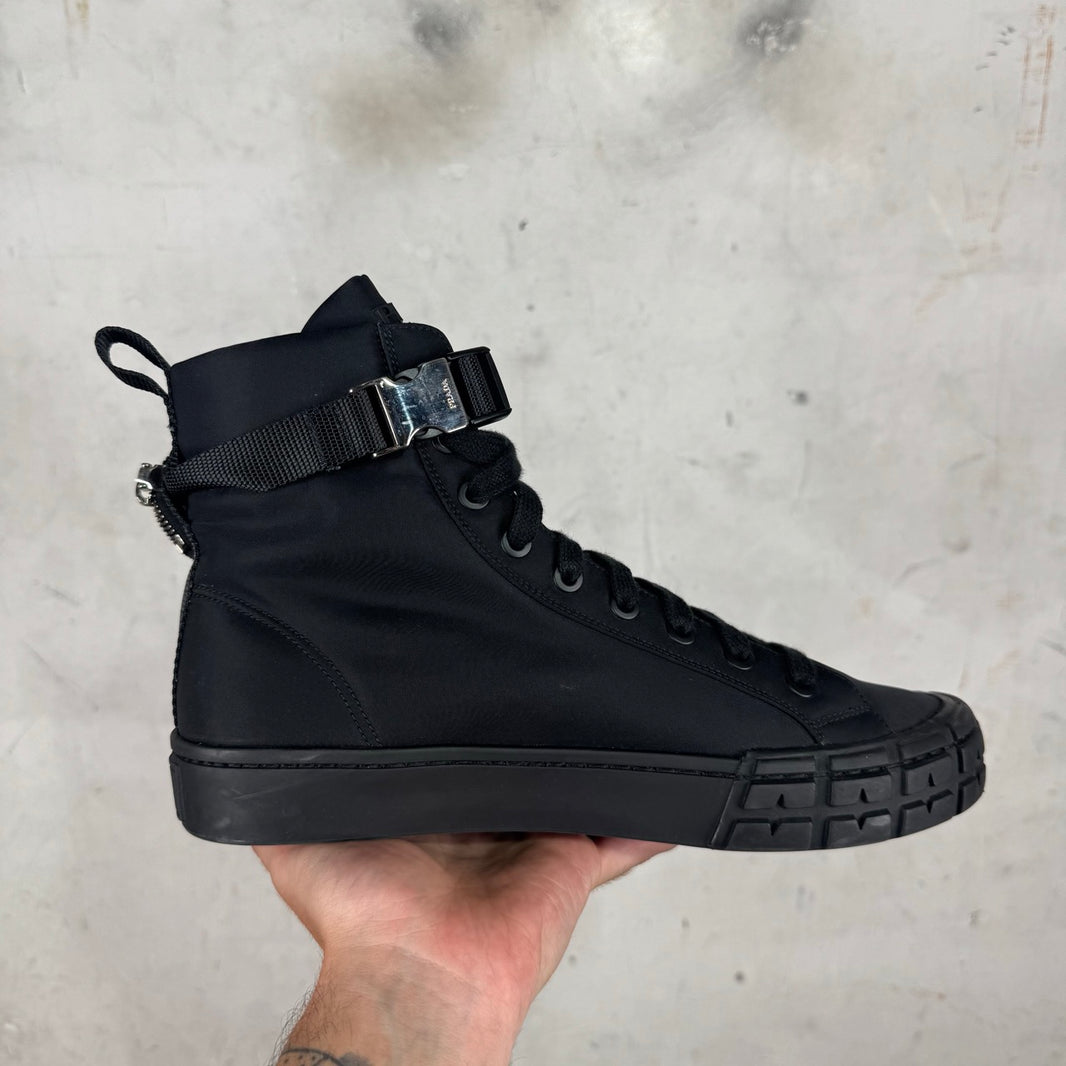 Prada Renylon Pouched High Sneakers