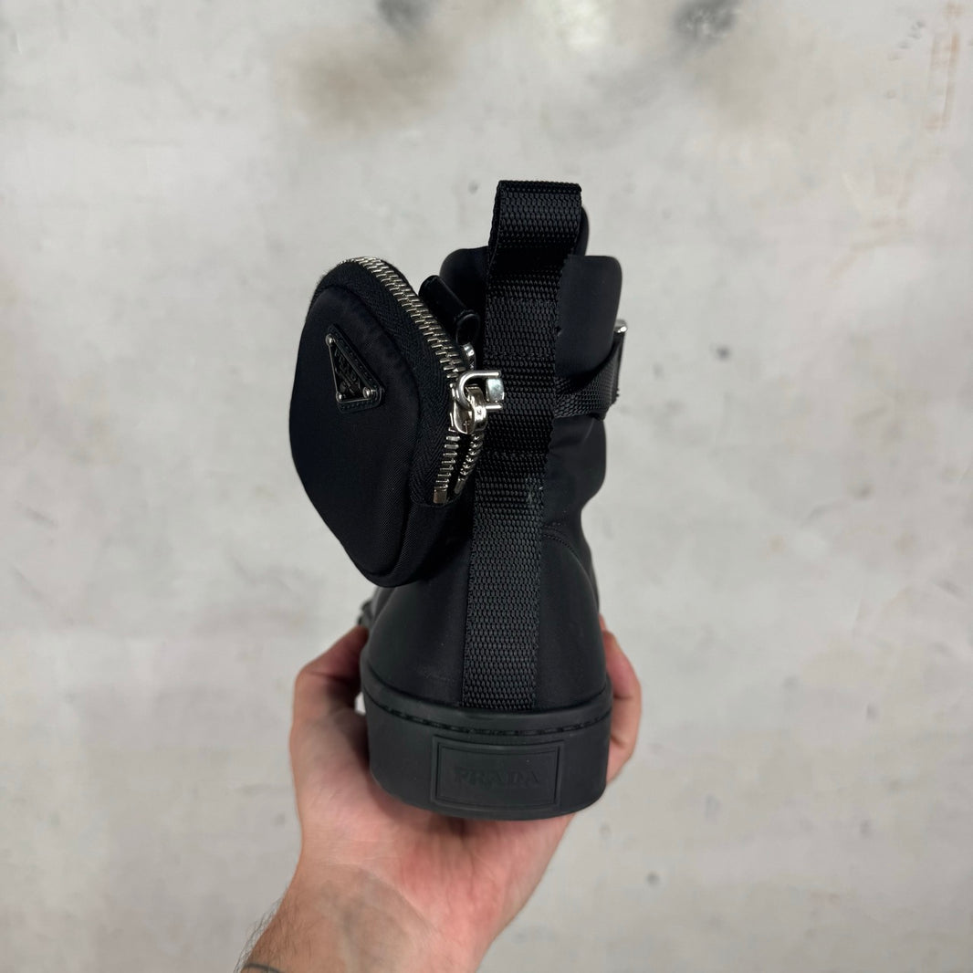 Prada Renylon Pouched High Sneakers