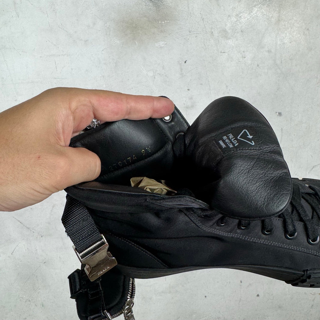 Prada Renylon Pouched High Sneakers