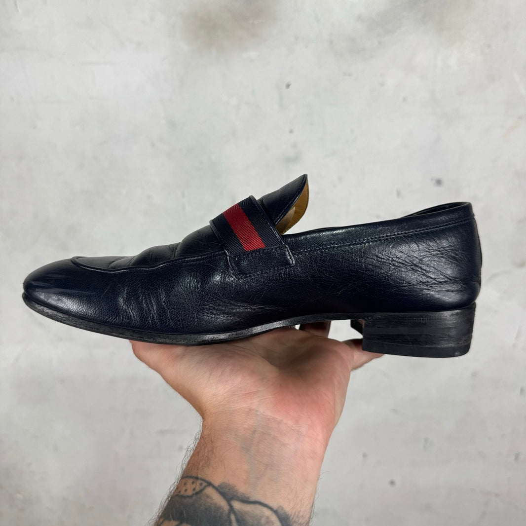 Gucci Navy Buckled Stripe Loafers