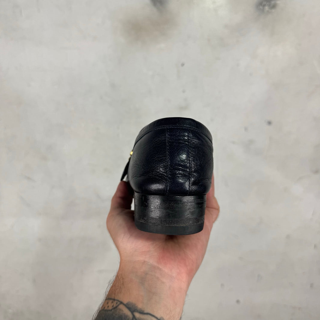 Gucci Navy Buckled Stripe Loafers