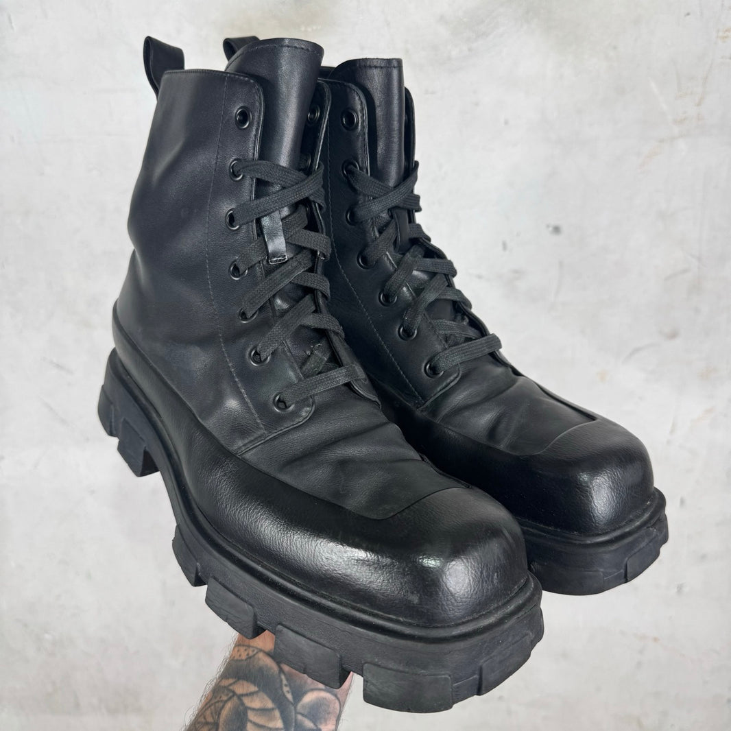 Prada Square Toe Lace Up Boots