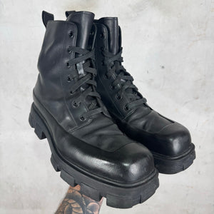 Prada Square Toe Lace Up Boots
