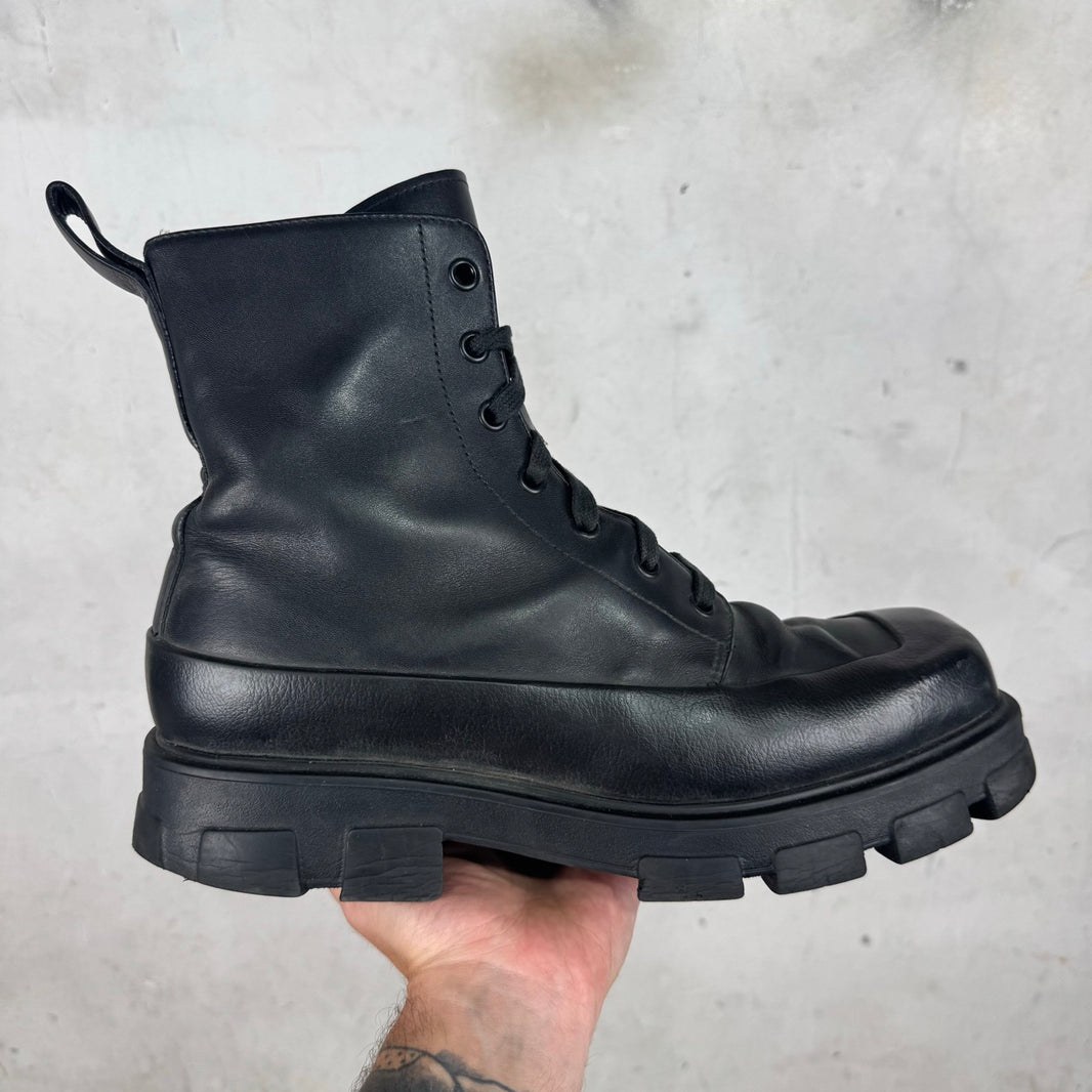 Prada Square Toe Lace Up Boots
