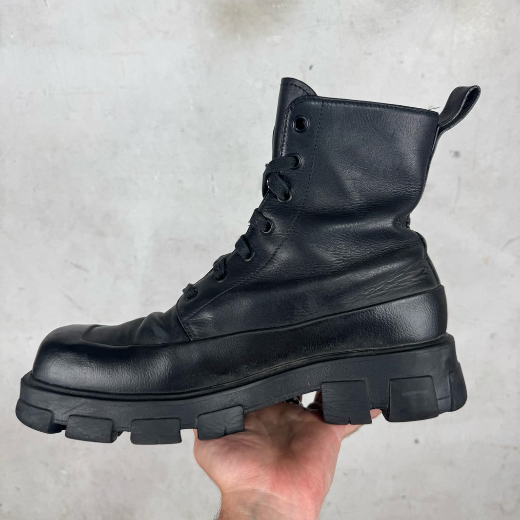 Prada Square Toe Lace Up Boots