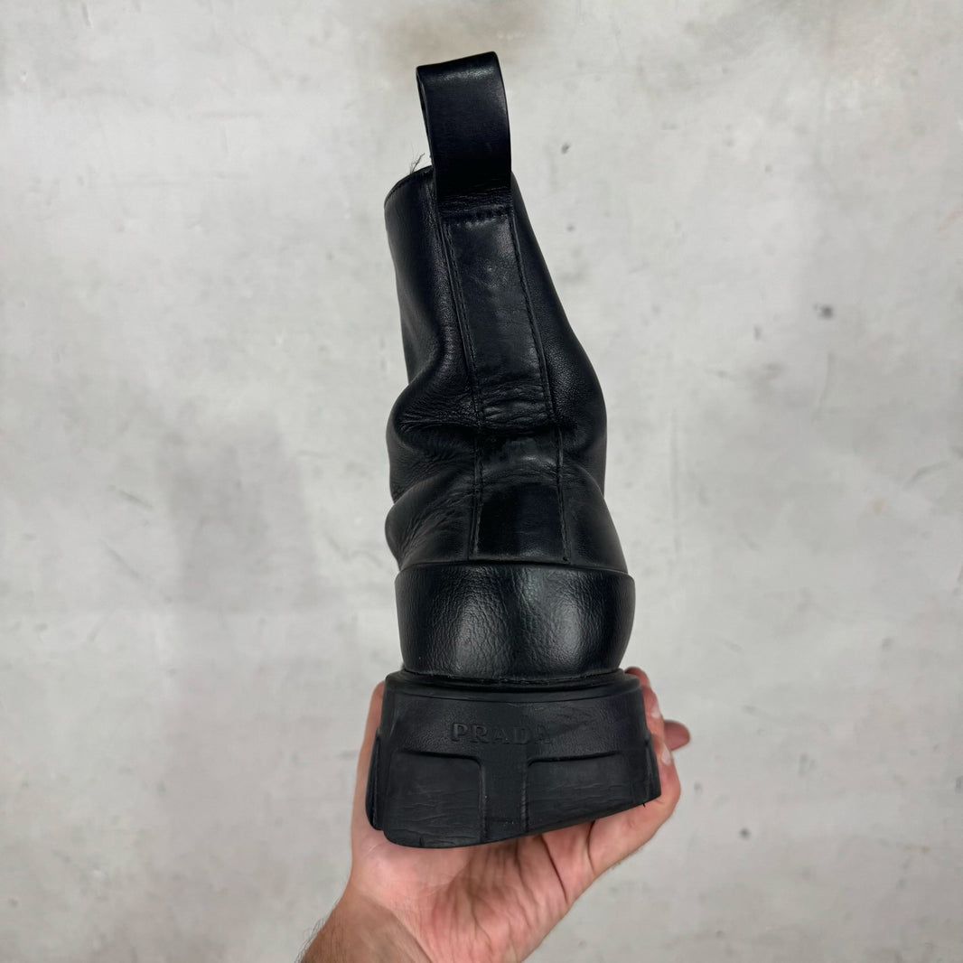 Prada Square Toe Lace Up Boots