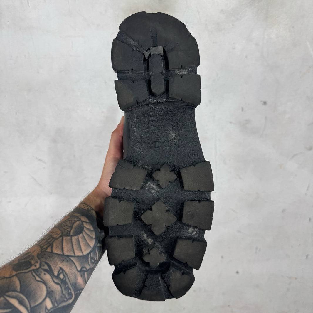 Prada Square Toe Lace Up Boots