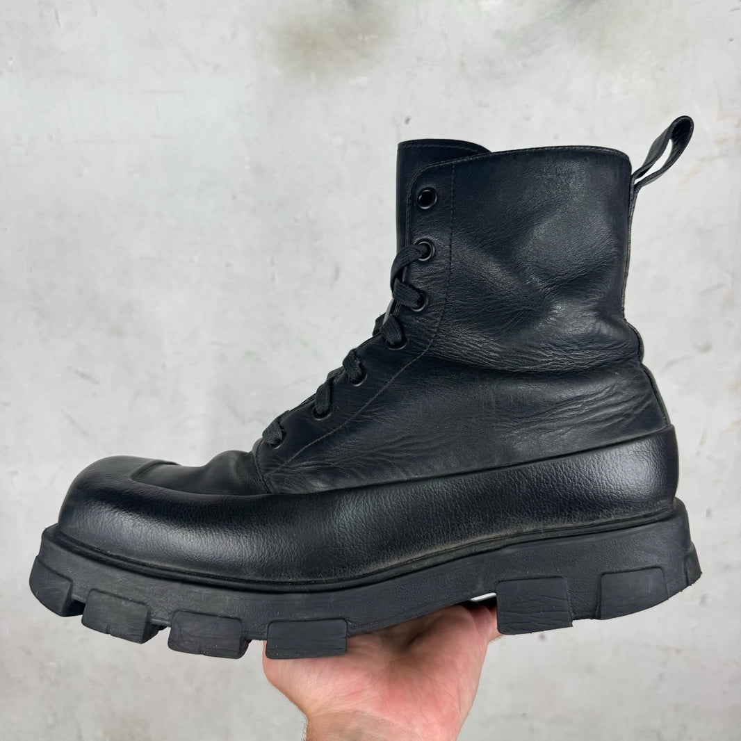 Prada Square Toe Lace Up Boots